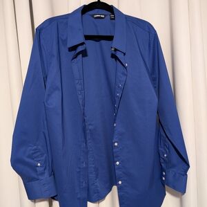 Lands End 20 W Royal Blue Button down Blouse
